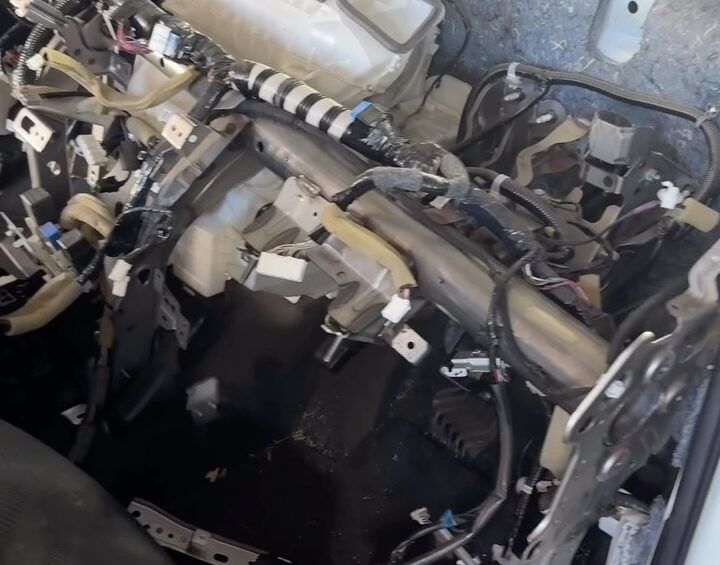 Nissan X-Trail with the dashboard removed to reach the air conditioning evaporator